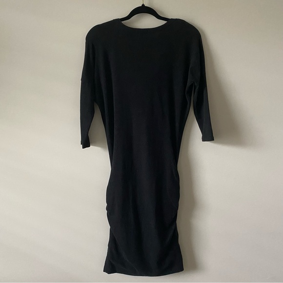 James Perse Fitted Cowl Neck Ruched Dolman Mini Black size M - Picture 10 of 11
